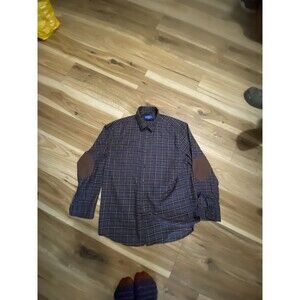 Pendleton Plaid Elbow Patch Button Up Shirt Men XL